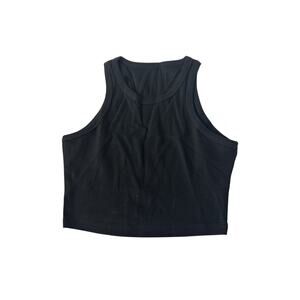 Crop Ribbed Tank Top Women's Black Size Small - NWOT